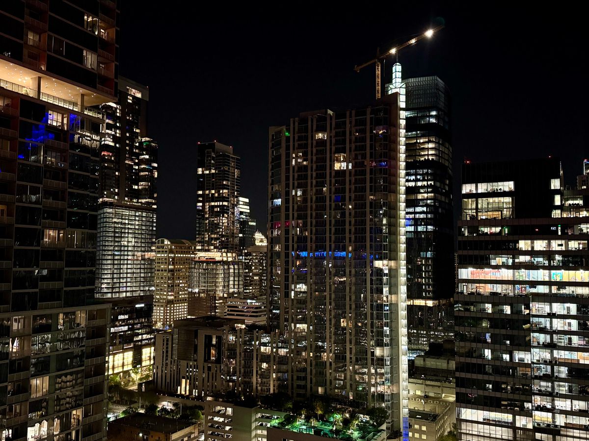 Downtown Austin - City night views from the Seaholm Residences